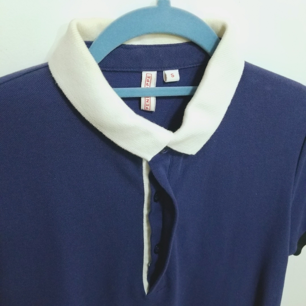 Penshoppe Short Sleeve Pique Polo Shirt Royal Blue White Men's Size Small - Picture 3 of 7